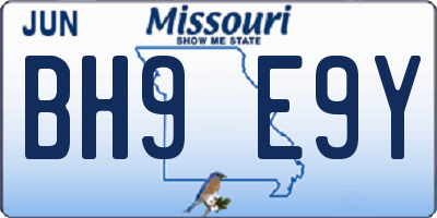 MO license plate BH9E9Y