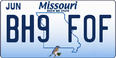 MO license plate BH9F0F