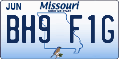 MO license plate BH9F1G
