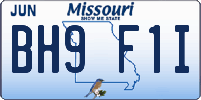 MO license plate BH9F1I