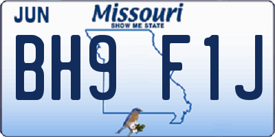 MO license plate BH9F1J