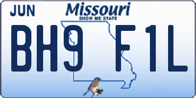 MO license plate BH9F1L