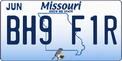 MO license plate BH9F1R