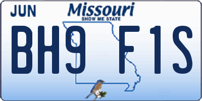 MO license plate BH9F1S