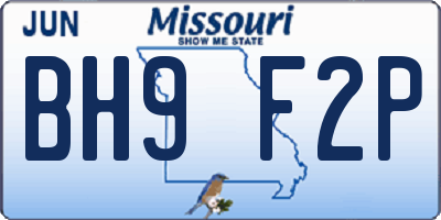 MO license plate BH9F2P