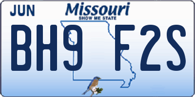 MO license plate BH9F2S