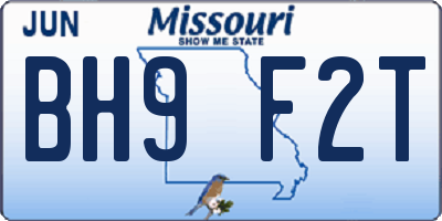 MO license plate BH9F2T
