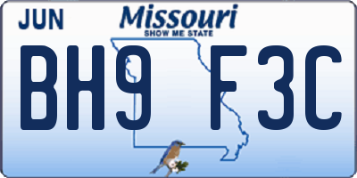 MO license plate BH9F3C