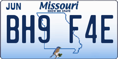 MO license plate BH9F4E