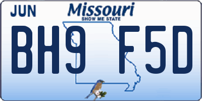 MO license plate BH9F5D