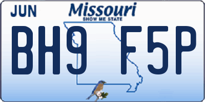 MO license plate BH9F5P