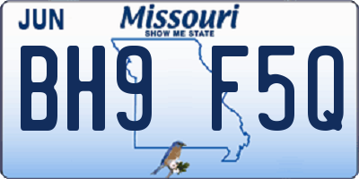 MO license plate BH9F5Q