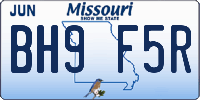 MO license plate BH9F5R