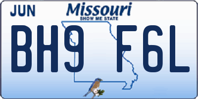 MO license plate BH9F6L