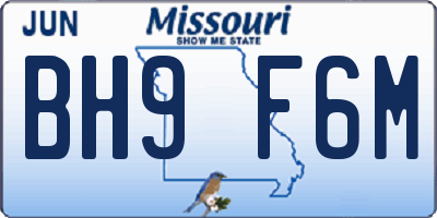 MO license plate BH9F6M