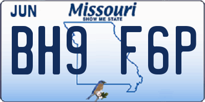MO license plate BH9F6P