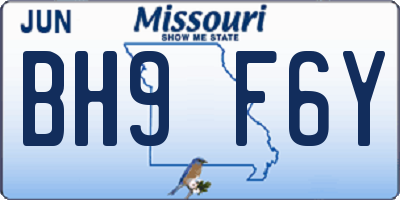 MO license plate BH9F6Y