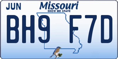 MO license plate BH9F7D