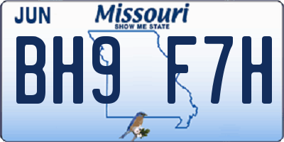 MO license plate BH9F7H