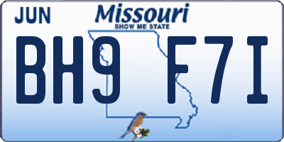 MO license plate BH9F7I