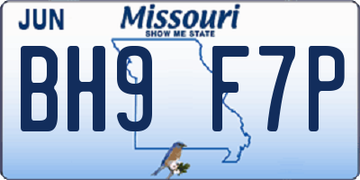 MO license plate BH9F7P
