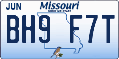 MO license plate BH9F7T