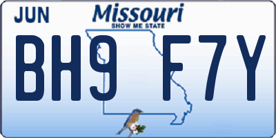 MO license plate BH9F7Y