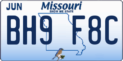 MO license plate BH9F8C