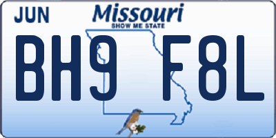 MO license plate BH9F8L
