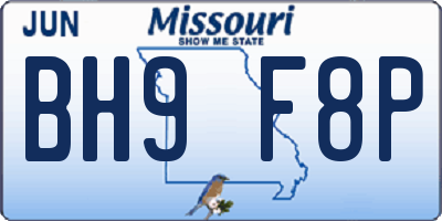 MO license plate BH9F8P