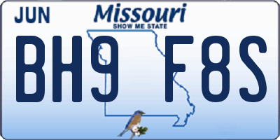 MO license plate BH9F8S