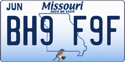 MO license plate BH9F9F