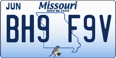 MO license plate BH9F9V