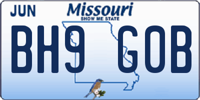 MO license plate BH9G0B