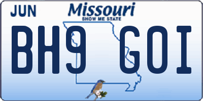 MO license plate BH9G0I
