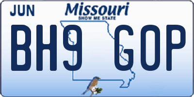MO license plate BH9G0P