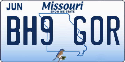 MO license plate BH9G0R