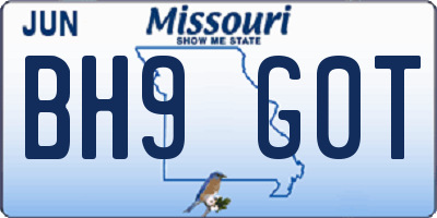 MO license plate BH9G0T