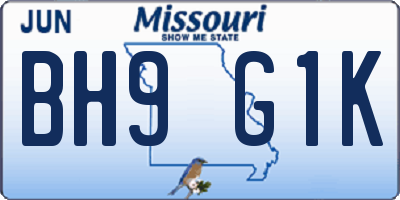 MO license plate BH9G1K