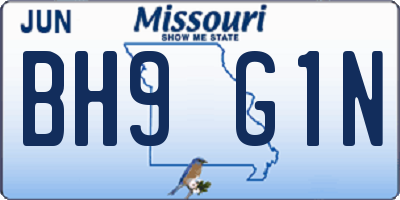 MO license plate BH9G1N