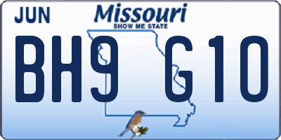 MO license plate BH9G1O