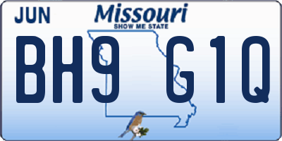 MO license plate BH9G1Q
