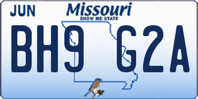 MO license plate BH9G2A