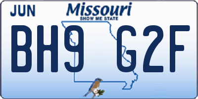 MO license plate BH9G2F