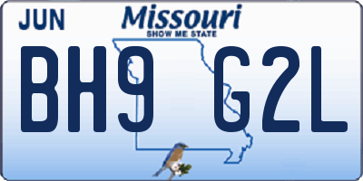MO license plate BH9G2L