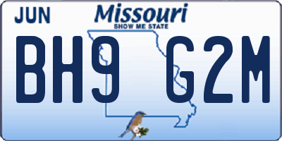 MO license plate BH9G2M