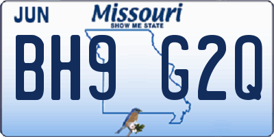 MO license plate BH9G2Q