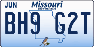 MO license plate BH9G2T