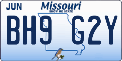 MO license plate BH9G2Y