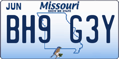 MO license plate BH9G3Y
